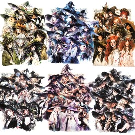 Flartmo 60 Pcs Witch Scrapbook Stickers, Froest Mystical Scrapbook Junk Journal Supplies, Waterproof Holographic Vintage Aesthetic Stickers for Journaling Scrapbooking Card Art DIY Phone Collage Decor