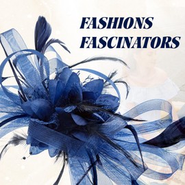 WATAME Fascinators for Women High Tea Headwear Flower Fascinator Hats Mesh Kentucky Derby Hats Girls Headband and Clip (CA/US, Alpha, One Size, Navy)