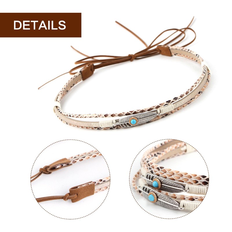 RUIFUU Cowboy Hat Bands,Handmade Western Turquoise Hats Band Cowgirl Feather