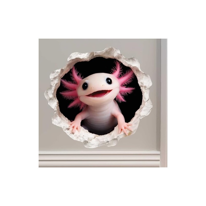 Bubbles - Axolotl Decal - Wall Hole Sticker with 3D