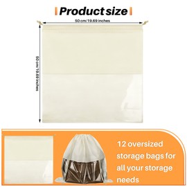 Shappy 12 Pcs Dustproof Drawstring Bags Purse Dust Storage Bags for Handbags Covers Non Woven Fabric Cloth Pouch String Packing Organizer Shoe Pouch(Large,Beige)