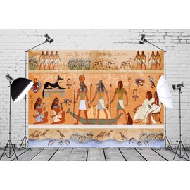 BELECO 7x5ft Fabric Egyptian Backdrop Ancient Egypt Scene Mythology Godsand Pharaohs Hieroglyphic Temple Murals Phtography Backdrop for Party Decorations Supplies Photoshoot Photo Background Props