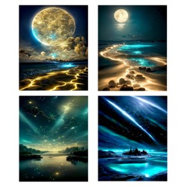YUAN NIAN Pack of 4 5D Diamond Painting Adults, Diamond Painting Set, Diamond Painting (30 x 40 cm), DIY Diamond Painting Pictures, Suitable for Living Room and Bedroom Decoration
