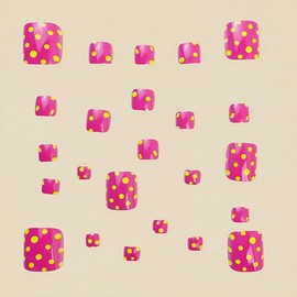 24 Pcs Pink Press on Nails Toenails - ZIFANHU Summer Fake Toe Nails Press ons Nail Tips Full Cover False Toenails with Yellow Dots Design Artifical Glue on Nails Acrylic Nail Kit Art