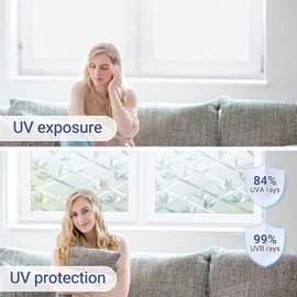 rabbitgoo Window Privacy Film Frosted Bamboo Pattern, Removable UV Blocking Stained Glass Decals Covering Decorative Window Cling for Home, 17.5 in X 6.5 Feet, Crossed