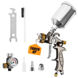 BEETRO HVLP Touch Up Mini Air Spray Gun for Clearcoats 1.0mm Stainless Steel Nozzle 150ml Capacity 7.0CFM 22psi with Type 2 Adapter Air Control Valve and Filter Professional