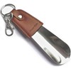 タブ付 ステンレス 短ヘラ 靴べら ポータブル シューホーン シューケア キーホルダー (Brown)