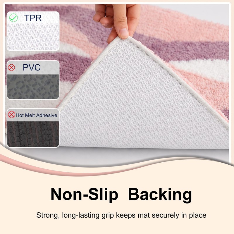 BLESWIN Microfibre Bathroom Mat Absorbent Bathroom Carpet 40x60cm Pink
