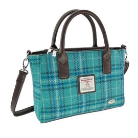 Glen Appin Harris Tweed Tote Handbag - LB1228 Brora (Colour 145 Teal & Blue), Colour: 145 Teal and Blue, S, Colour: 145 Teal and Blue, S