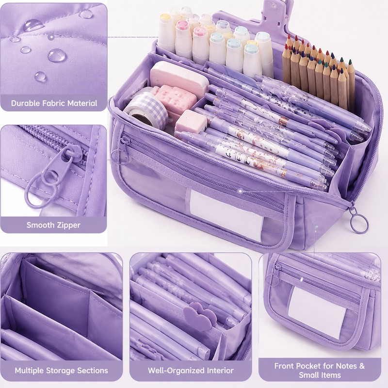Large Capacity Pencil Case for Students – Multi-Compartment Stationery Organizer