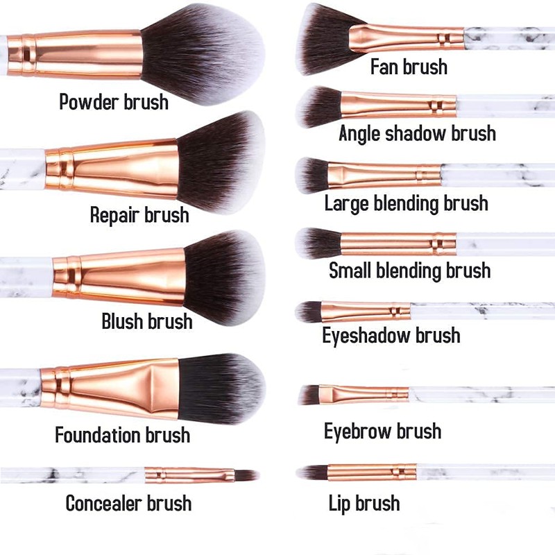 Makeup Brushes Set of 12 Marble Make Up Brushes with