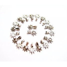 20 Medium Antique Silver Sun and Moon Glue Bails 4 Cameos, Cabs, Glass Very Nice