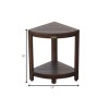 HomeRoots Compact Triangular Teak Shower Outdoor Bench With Shelf In