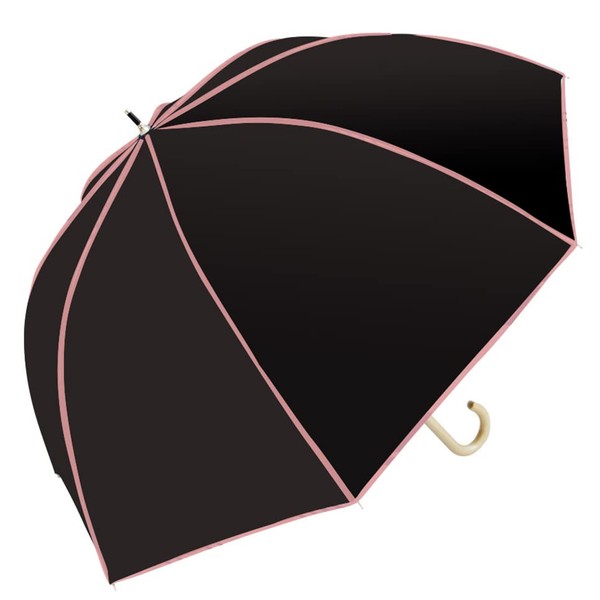Fujitaya Eco-lla Recycled Fabric Dome Umbrella, Long Umbrella, Plain Piece Piping, Black, RJ-2281, 23.6 inches (60 cm)