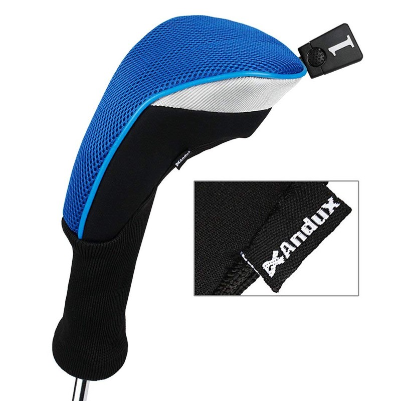 Andux Golf Long Neck Wood Driver Headcovers with Interchangeable Number