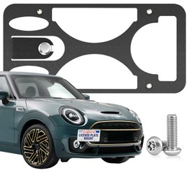 Heavy Duty Front License Plate Frame Compatible with Mini Clubman (F54) 2016-2024, No Drill Tow Hook Mount, Anti-Theft License Plate Holders Bracket, Rust-Proof, Rattle Proof Car Accessories