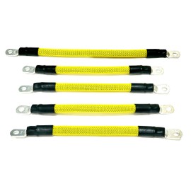 ACDC WIRE AND SUPPLY 2 Gauge Golf Cart Braided Battery Cable Set, (Yellow) E-Z-GO 1994 & UP MED/TXT 36V U.S.A Made