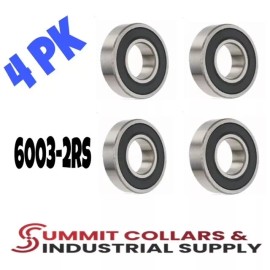 SUMMIT COLLARS 6003-2RS C3 EMQ Premium Rubber Sealed Ball Bearing, 17x35x10, 6003rs (4 QTY)