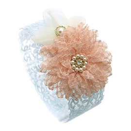 DivaDesigns Women's Lace Flower Crystal Faux Pearl Elastic Fashion Headband Aqua Mix