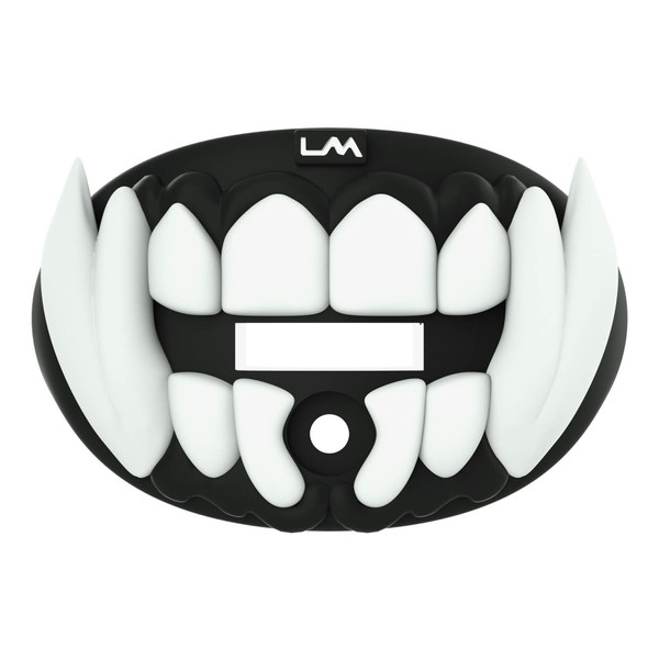 Loudmouth Football Mouth Guard | 3D Beast Adult and Youth Mouth Guard | White and Black Mouth Piece for Sports | Maximum Air Flow Mouth Guards | Pacifier Lip and Teeth Protector (Black w/ White Teeth)