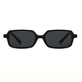 Azoxus Small Rectangle Sunglasses 90s Retro Women Men Sunglasses Vintage Narrow Frame Trendy Eyeglasses All Black