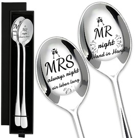 Set of 2 Wedding Soup Spoons, Wedding Gift for Bride and Groom, Engagement Gift, Silver Engraved Spoon, Suitable for Anniversaries, Valentine's Day or as a Gift