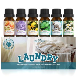 Laundry Fragrance Oils Set, SNOWSEN Clean Essential Oils for Diffuser, Soap, Candle Making, Fresh Citrus, Lavender Field,Peppermint Burst, Lemon Zest, Cotton Clean, Chamomile Bliss,Freshie Scented Oil
