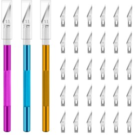 JETMORE Exacto Knife Set, 3 Exacto Knives with 30#11 Extra Exacto Knife Blades, Craft Knife, Hobby Knife, Precision Knife, Exacto Knife Set for Crafts, Arts, Modeling, Scrapbooking (Red-Green-Blue)
