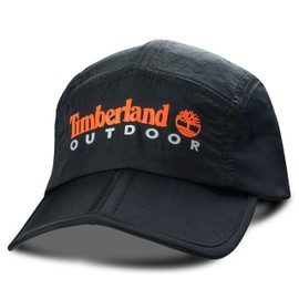 Timberland Split Brim Foldable Camp Hat, Adjustable 5 Panel Hat, Lightweight Hiking Hat with Durable and Breathable Fabric for Outdoor Adventures, Black, One Size