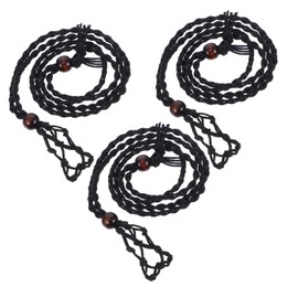 SEWACC Djustable Braided Necklace Cord 3pcs Crystal Cage Necklace Holder for Women Macrame Cord Jewelry Making