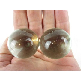 Big Game Toys Set of 2 Crystal Clear 35mm Boulder Soap Bubble Large Shooter Solid Glass Marbles