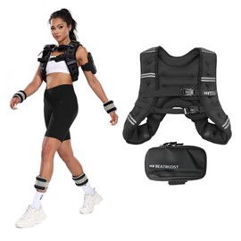 Weighted Vest for Women Men BeatBoost 15 lb Weight Vest with Ironsand for Walking Strength Training Running Workout Black