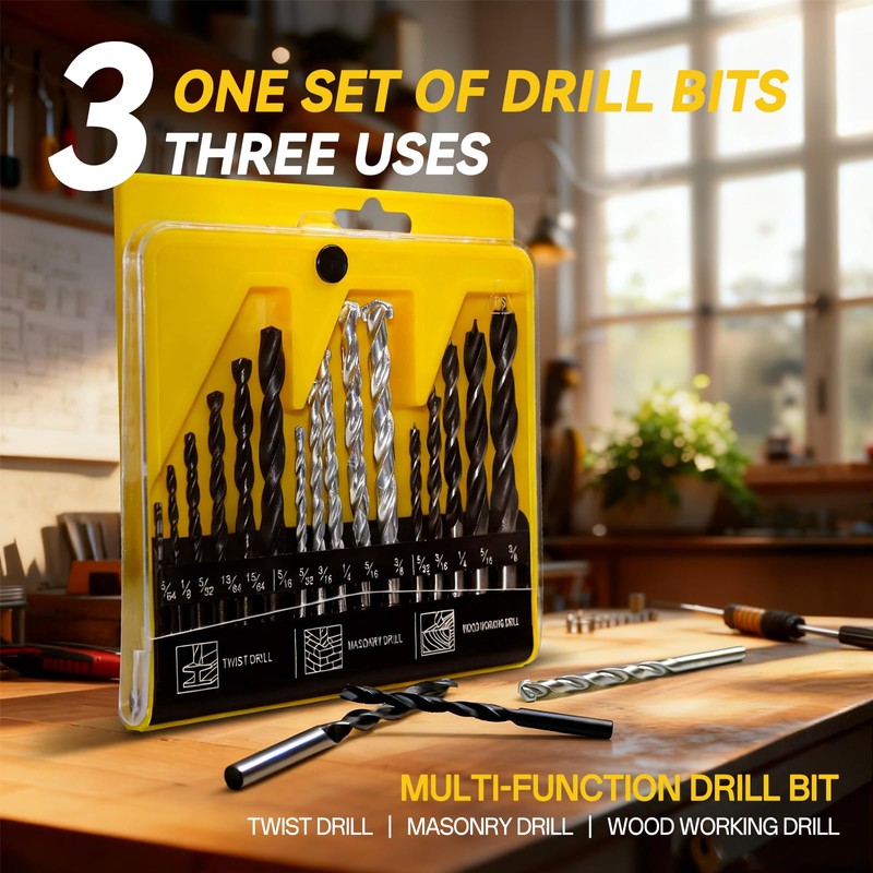 Drill Bit Set for Drill Drivers,HSS Steel,Carbon Steel,Alloy Drill Bits-5/64