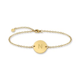 Good.Designs Bracelet with Letters in Gold I 18 Carat Real Gold Coated I Pendant with Initials Engraving, Gold Plated, Gold