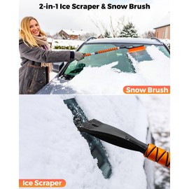 EcoNour 43" Ice Scrapers for Car Windshield | 3 Parts Detachable Telescopic Snow Brush for Car, Trucks, SUV | Long Snow Scraper with Brush | Car Winter Accessories