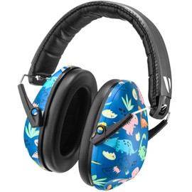 Vanderfields Children's Ear Protection - Noise Protection Headphones Children - Dinosaur Blue Earmuffs Child - Capsule Ear Protectors School, Drums, Autists, Concert, Boys, Girls - 3-16 Years - 27 dB