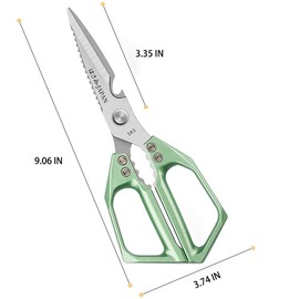 Multi-Purpose Rust Proof Kitchen Shears,Dishwasher Safe,Can be Used to Cut Vegetables, Chicken, Steak,Scrape Fish Scales, and Open Bottle Caps, etc(Green)