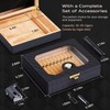 Cigar Humidor, Cedarwood Lined, with V-Cut Cigar Torch Lighter, Draw