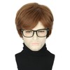 Topcosplay Mens Wigs with Glasses Short Brown Ginger 60s 70s