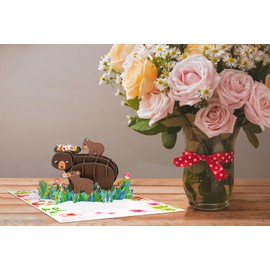 D24TIME Bear Mothers Day Pop Up Cards for Mom - 6x8 3D Happy Mother's Day Gift from Kids Daughter Son Thank You & Birthday Cards for Mom with Envelope