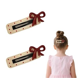 2Pcs Elegant Red Bow Hair Clips,Polka Dot Square BB Hair Barrettes Chic Side Snap Metal Hairpin Accessories for Womens Girls Kids and Teens Birthday Wedding Gifts