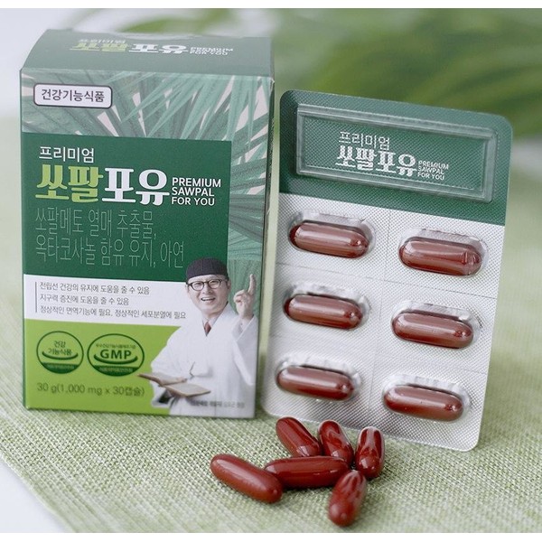 Kaesong Merchant Kim Ogon Premium Sawpal For Oil 1000mg x 30 capsules, 1 month supply / 개성상인 김오곤 프리미엄 쏘팔포유 1000mg x 30캡슐 , 1개월분