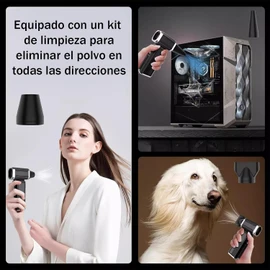 Plumero de Aire Eléctrico con 130,000 RPM,52 M/S Soplador Compacto Ajustable a 3 Velocidades,Carga Rápida, Motor sin Escobillas,3 Tipos Boquillas y 10 Tipos Cepillos Limpieza,para Limpiar el Hogar