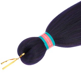 RUN SHUI Ombre Pre stretched Braiding Hair, 36 Inch 3 tones Braid Hair Extensions, 8 packs Multi Color blend braiding hair pre-stretched, Crochet Hair Braiding(36''-8packs,1b/purple/burg)