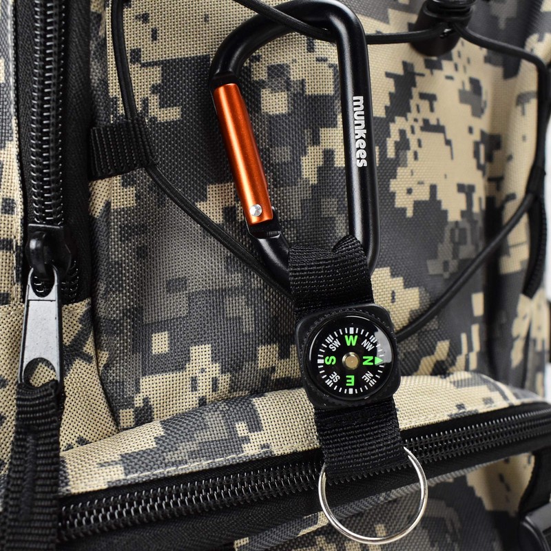 AceCamp Munkees 8mm Carabiner with Compass Strap, Small Pocket-Sized Waterproof
