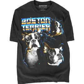 Heavy Metal Tshirt for Boston Terrier Dog Owner Men & Women 80s Glam Rock Band Tees (US, Alpha, XX-Large, Regular, Regular, Boston Terrier)