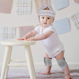 TORASO Baby Helmet for Crawling,Infant Helmet & Walking Baby Helmet，Soft with 3 Pairs Baby Knee Pads，for Age 6-36 Months, Gray Star(A).CA