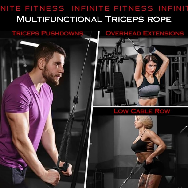 Infinite Fitness Ergonomic Tricep Bicep Rope Cable Attachment, Ticep Pull