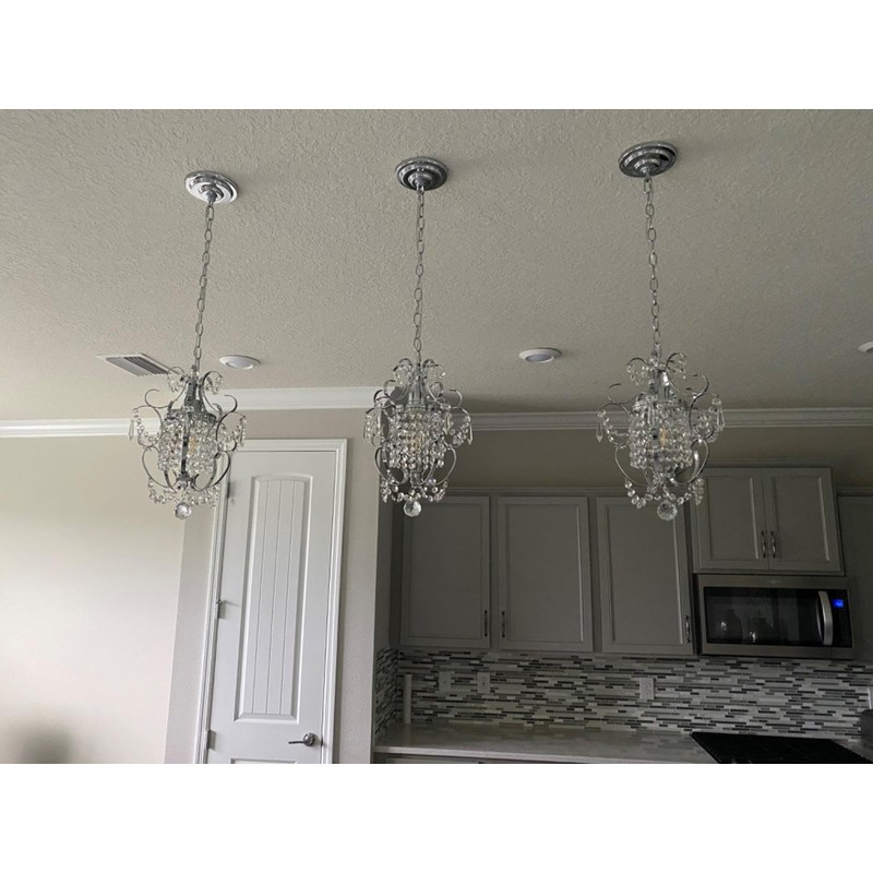 riomasee Mini Chandelier Modern Chrome Crystal Ceiling Light Fixture 1-Light