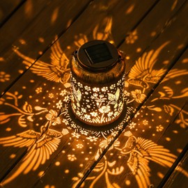 Hummingbird Solar Lanterns Outdoor Waterproof, Birthday Christmas Gifts for Women Mom Grandma, Garden Decor, Hanging Solar Lantern Decorative Lights for Yard Patio Pathway Landscape 2Pack